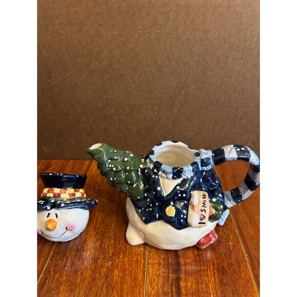 Vintage Heartfelt Kitchen Creations Ceramic Snowman Teapot 2001 Young’s - Picture 6 of 8
